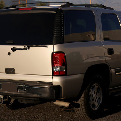 2000-2006 Chevrolet Suburban/Tahoe GMC Yukon/Yukon XL LED C Bar Tail Lights (Chrome Housing/Red Clear Lens)