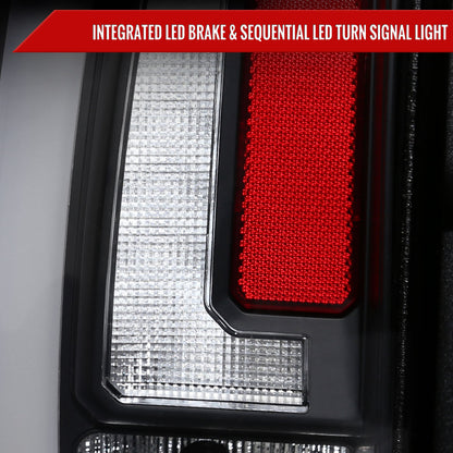 2007-2014 Chevrolet Tahoe/Suburban / 2007-2014 GMC Yukon/Yukon Denali LED Sequential Turn Signal Tail Lights  (Matte Black Housing/Clear Lens)