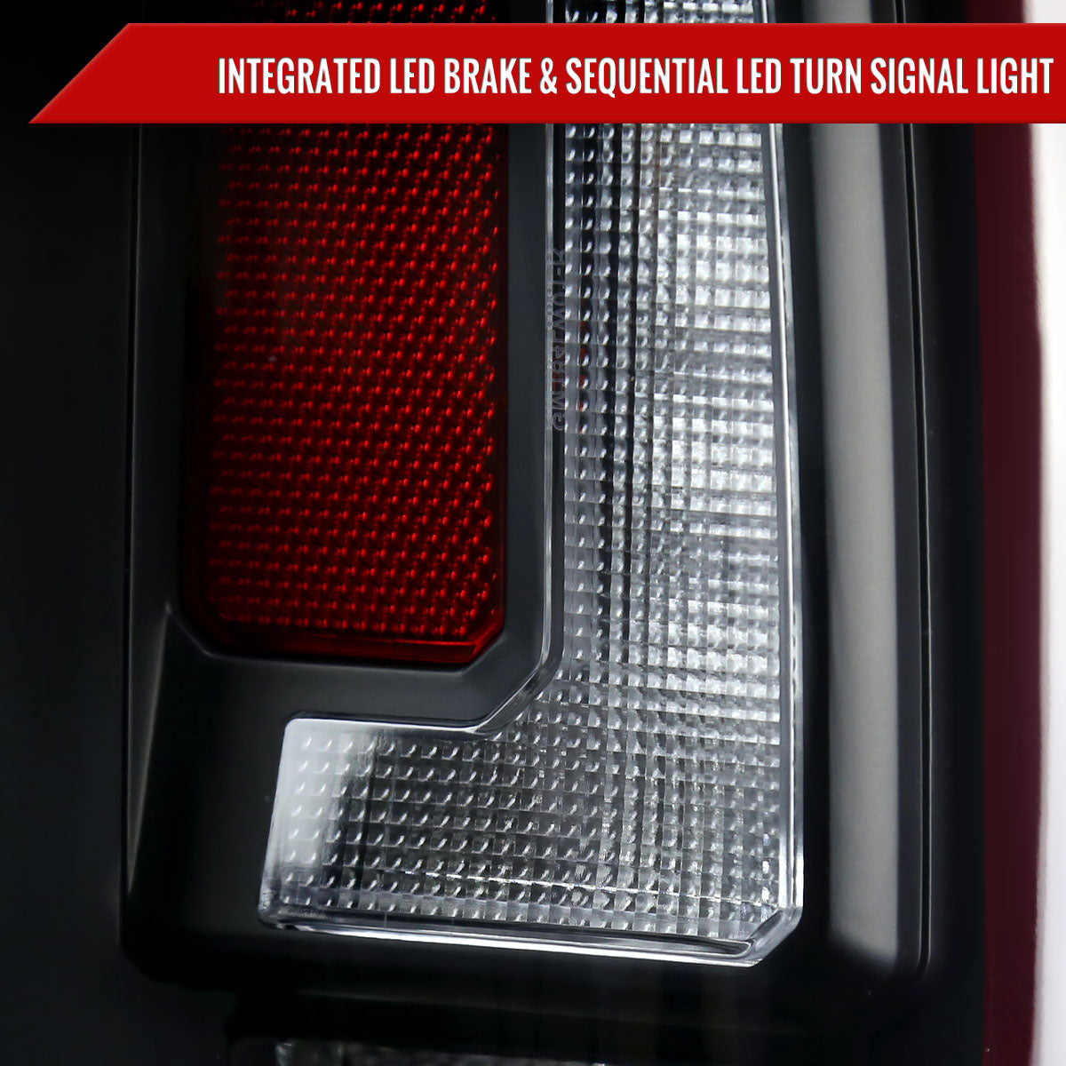 2007-2014 Chevrolet Tahoe/Suburban / 2007-2014 GMC Yukon/Yukon Denali Red LED Sequential Turn Signal Tail Lights  (Matte Black Housing/Clear Lens)