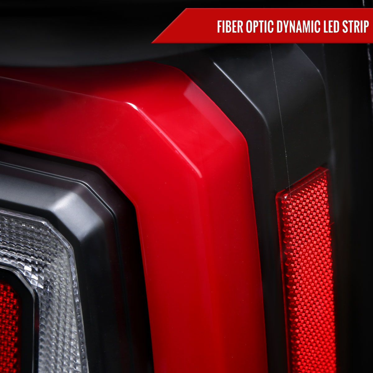 2007-2014 Chevrolet Tahoe/Suburban / 2007-2014 GMC Yukon/Yukon Denali Red LED Sequential Turn Signal Tail Lights  (Matte Black Housing/Clear Lens)