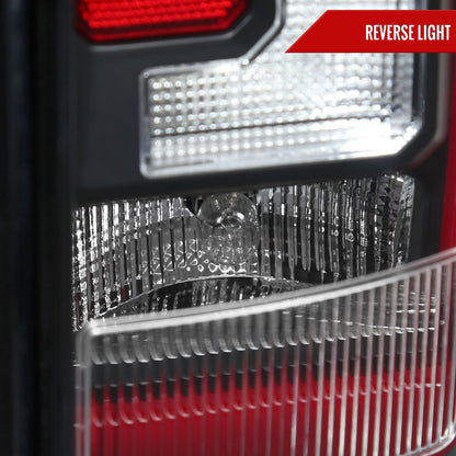 2007-2014 Chevrolet Tahoe/Suburban / 2007-2014 GMC Yukon/Yukon Denali Red LED Sequential Turn Signal Tail Lights  (Matte Black Housing/Clear Lens)