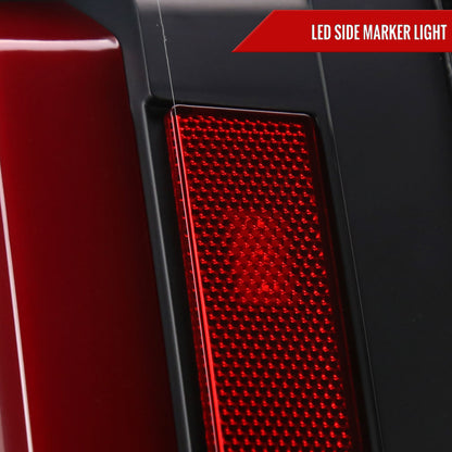 2007-2014 Chevrolet Tahoe/Suburban / 2007-2014 GMC Yukon/Yukon Denali Red LED Sequential Turn Signal Tail Lights  (Matte Black Housing/Clear Lens)