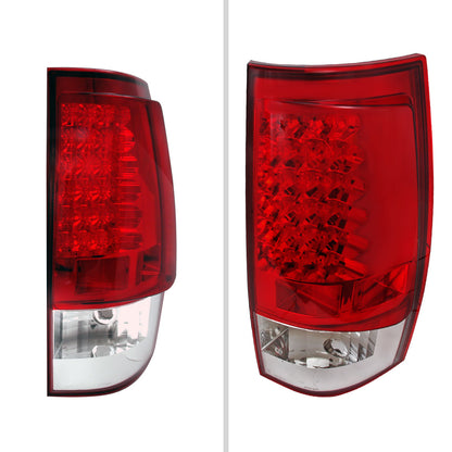 2007-2014 Chevrolet Tahoe/Suburban LED Tail Lights (Chrome Housing/Red Clear Lens)