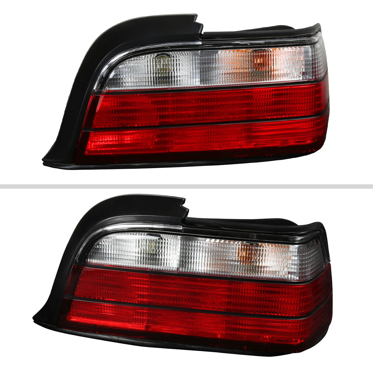 1992-1998 BMW E36 3 Series Coupe/Convertible Tail Lights (Chrome Housing/Red Clear Lens)