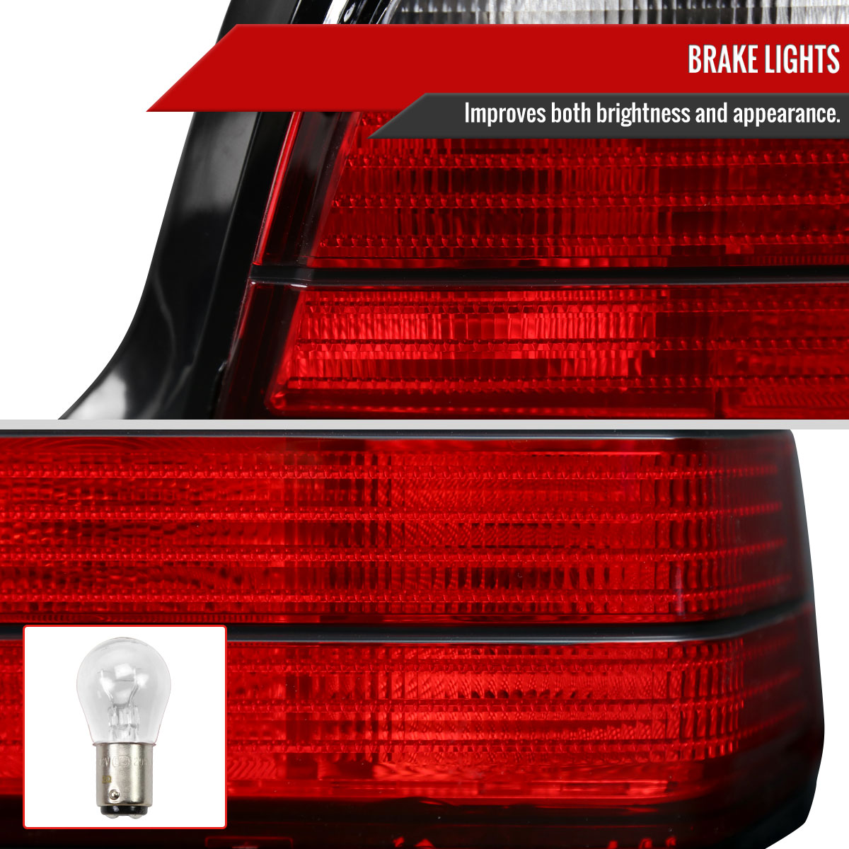 1992-1998 BMW E36 3 Series Coupe/Convertible Tail Lights (Chrome Housing/Red Clear Lens)