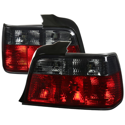 1992-1998 BMW E36 3 Series Sedan Tail Lights (Chrome Housing/Red Smoked Lens)