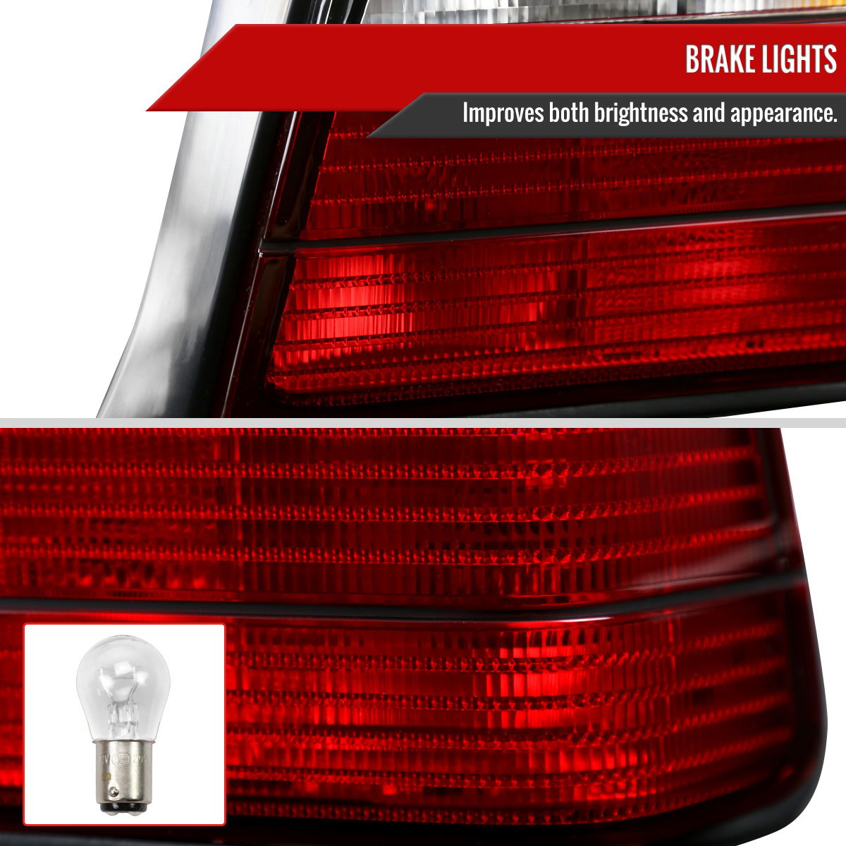 1992-1998 BMW E36 3 Series Sedan Tail Lights (Chrome Housing/Red Clear Lens)