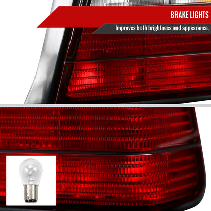 1992-1998 BMW E36 3 Series Sedan Tail Lights (Chrome Housing/Red Clear Lens)