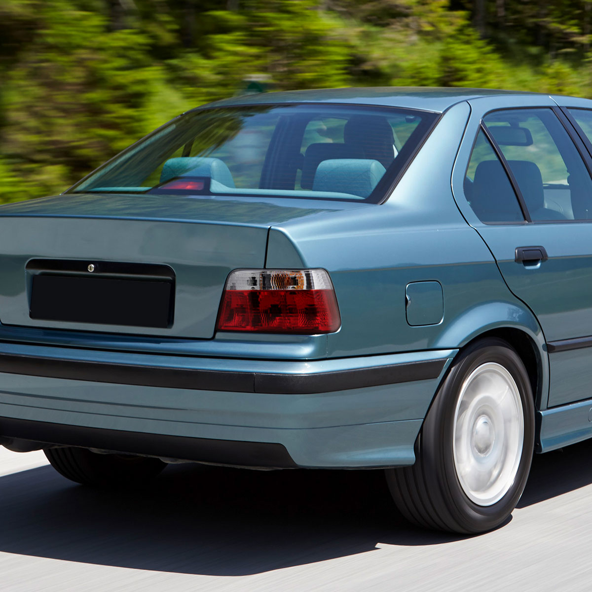 1992-1998 BMW E36 3 Series Sedan Tail Lights (Chrome Housing/Red Clear Lens)