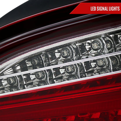 2004-2007 BMW E60 5 Series Sedan LED Tail Lights (Chrome Housing/Red Clear Lens)