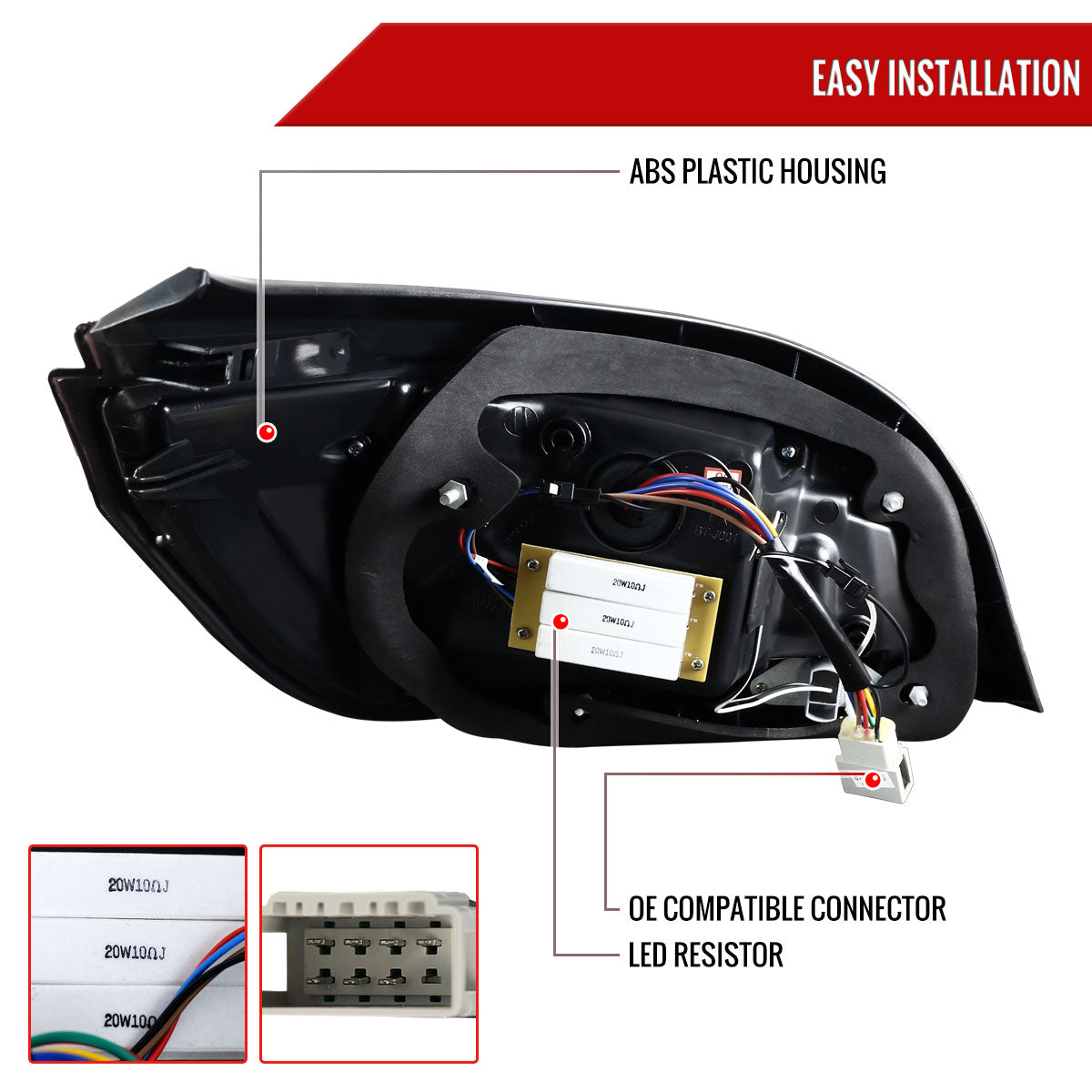 2008-2010 BMW E60 5 Series Sedan LED Tail Lights (Chrome Housing/Red Smoked Lens)