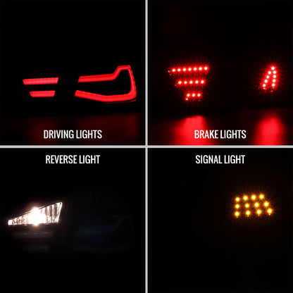 2006-2008 BMW E90 3 Series Sedan Red LED Tail Lights (Jet Black Housing/Clear Lens)