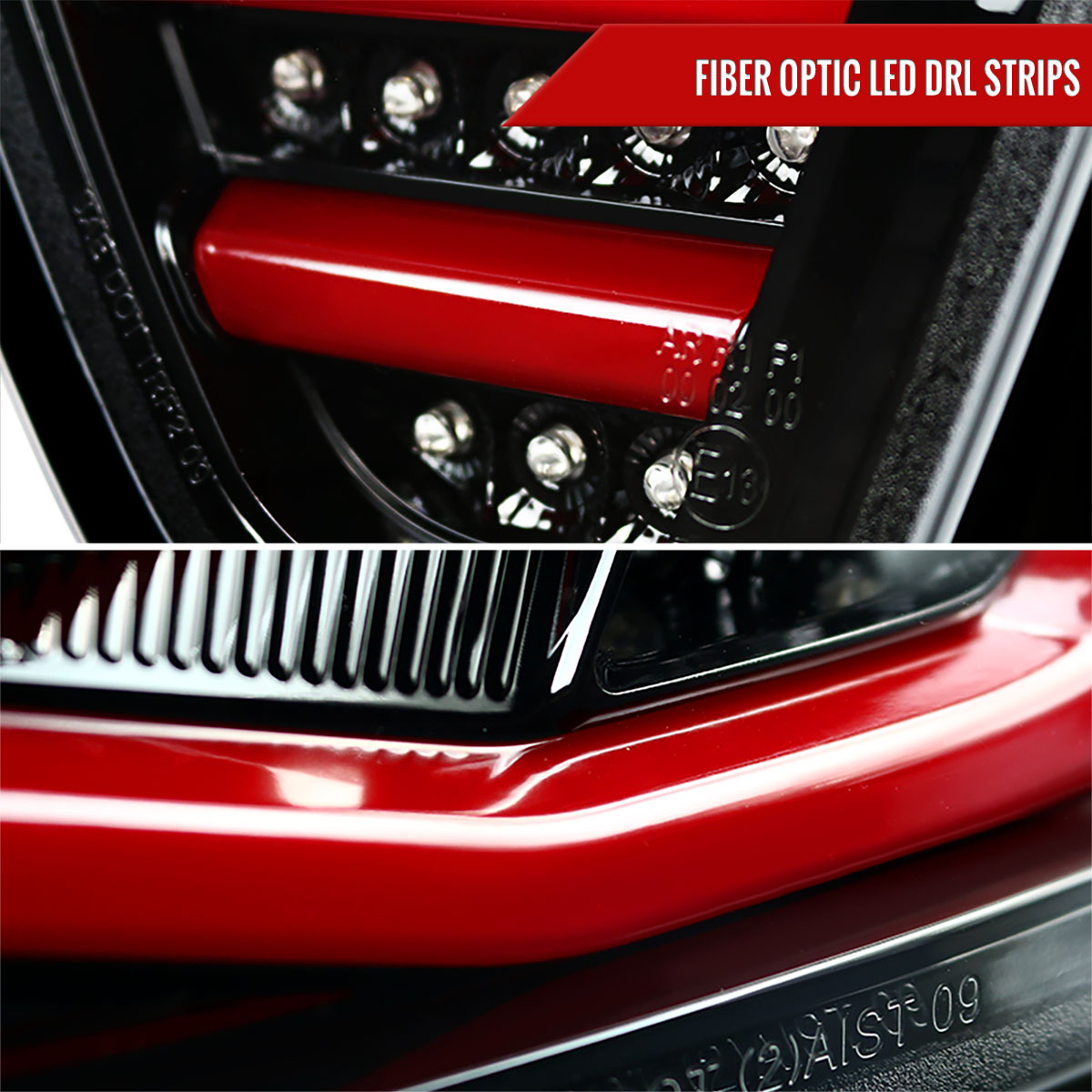 2006-2008 BMW E90 3 Series Sedan Red LED Tail Lights (Jet Black Housing/Clear Lens)
