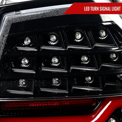 2006-2008 BMW E90 3 Series Sedan Red LED Tail Lights (Jet Black Housing/Clear Lens)