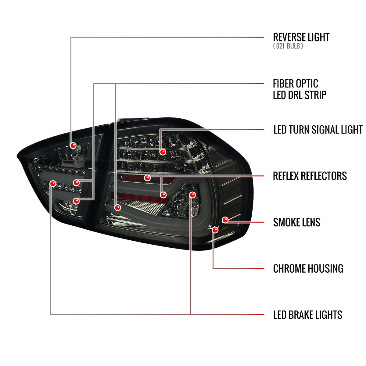 2006-2008 BMW E90 3 Series Sedan LED Tail Lights (Chrome Housing/Smoked Lens)