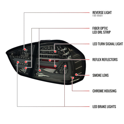 2006-2008 BMW E90 3 Series Sedan LED Tail Lights (Chrome Housing/Smoked Lens)