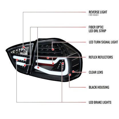 2006-2008 BMW E90 3 Series Sedan LED Tail Lights (Matte Black Housing/Clear Lens)