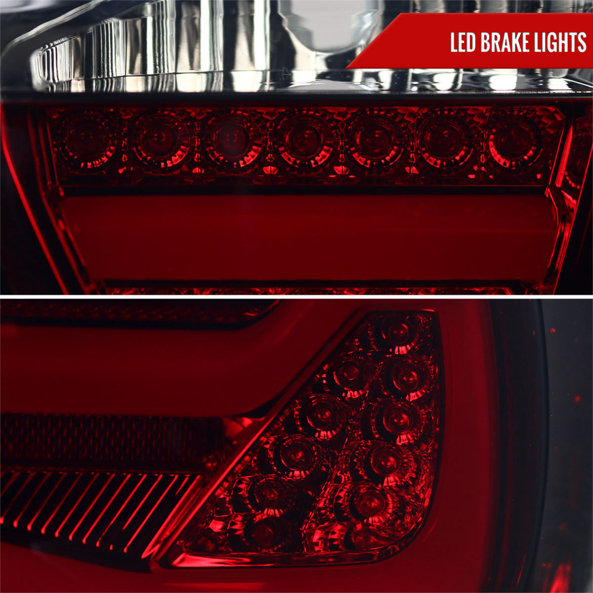 2006-2008 BMW E90 3 Series Sedan LED Tail Lights (Chrome Housing/Red Smoked Lens)