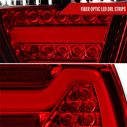 2006-2008 BMW E90 3 Series Sedan LED Tail Lights (Chrome Housing/Red Clear Lens)