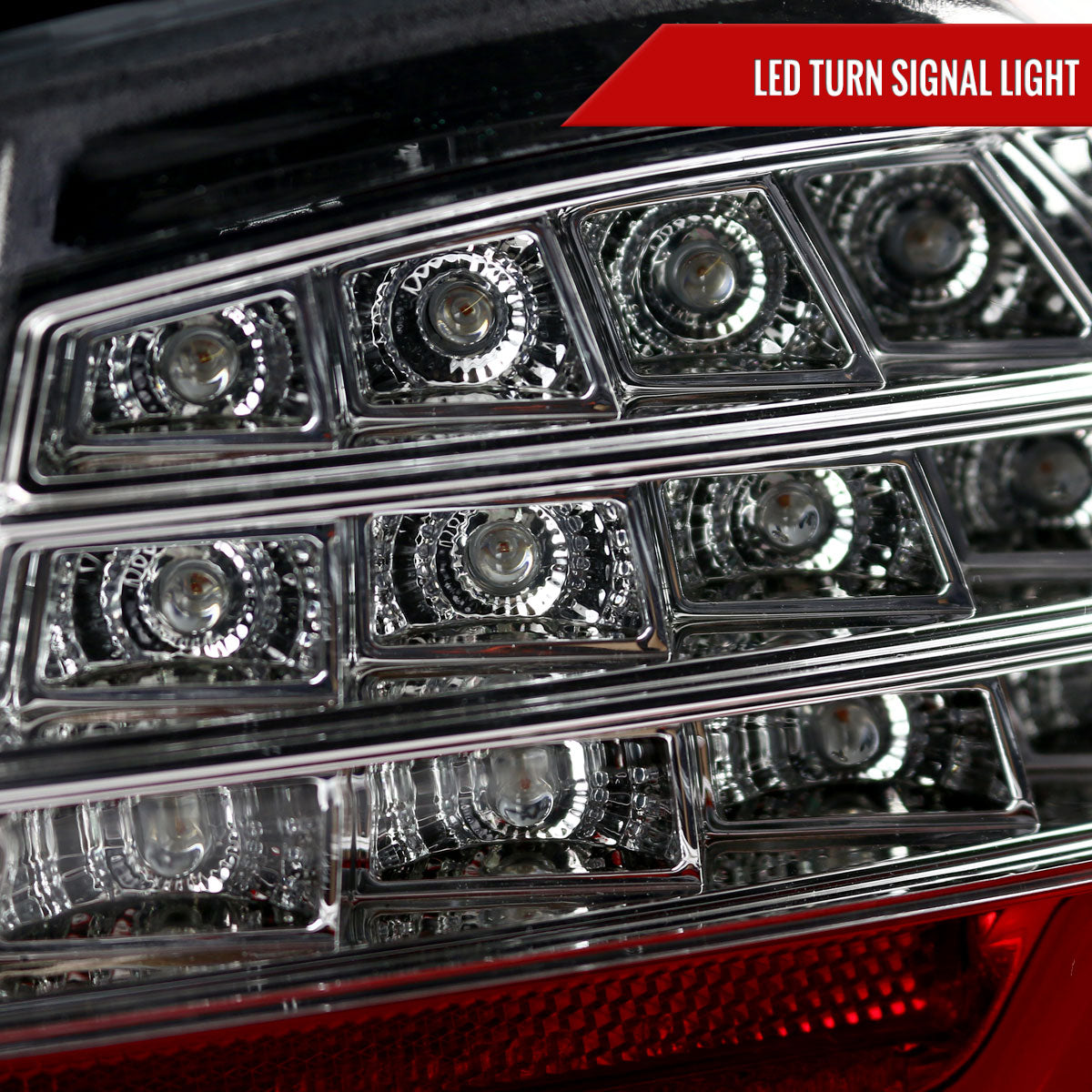 2006-2008 BMW E90 3 Series Sedan LED Tail Lights (Chrome Housing/Red Clear Lens)