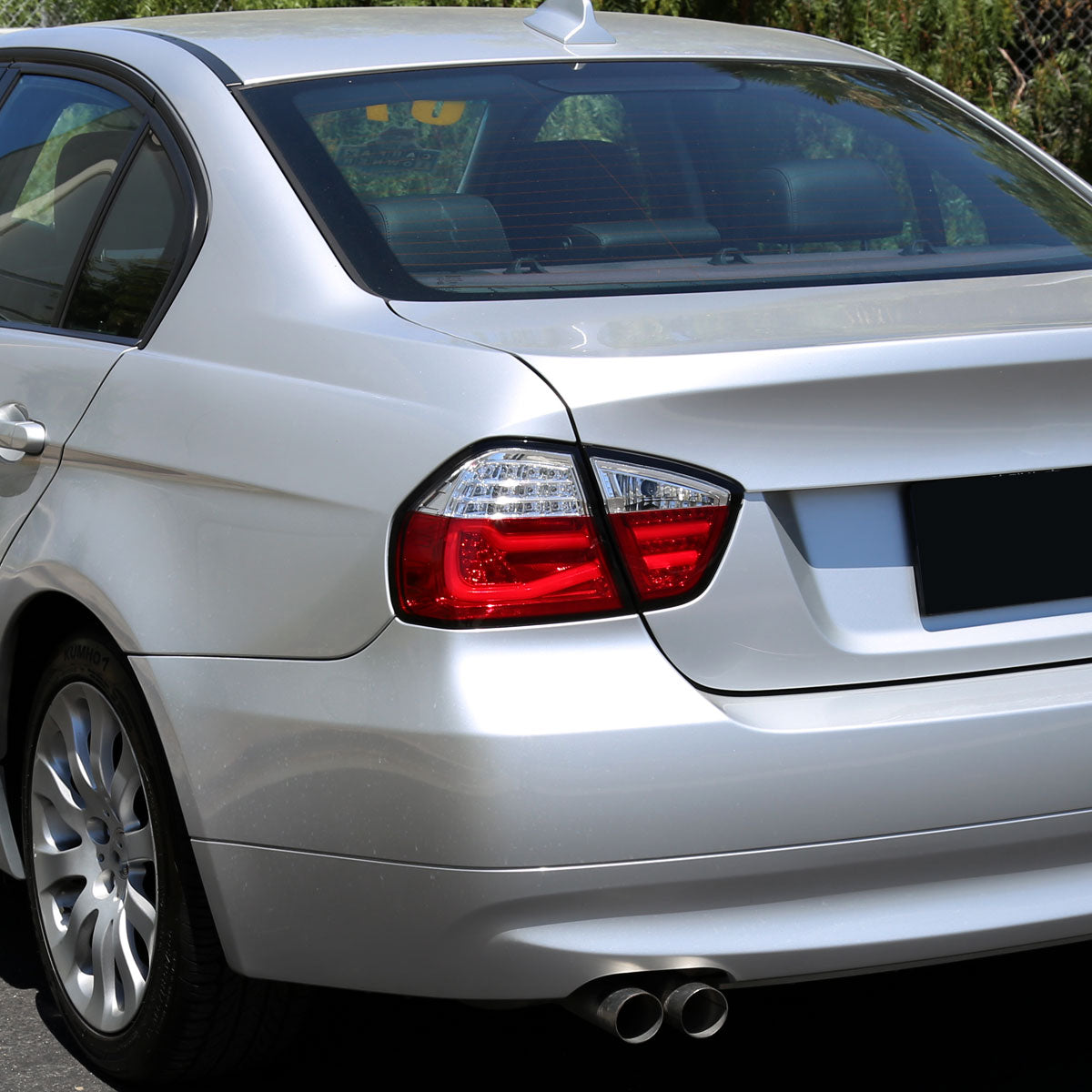 2006-2008 BMW E90 3 Series Sedan LED Tail Lights (Chrome Housing/Red Clear Lens)