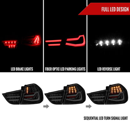 2009-2011 BMW E90 3-Series 4Dr Sedan LED Tail Light (Glossy Black Housing/Clear Lens)