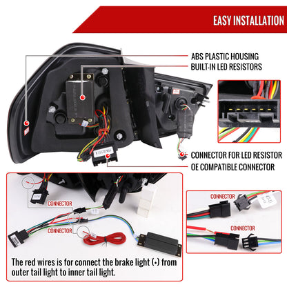 2009-2011 BMW E90 3-Series 4Dr Sedan LED Tail Light (Glossy Black Housing/Clear Lens)