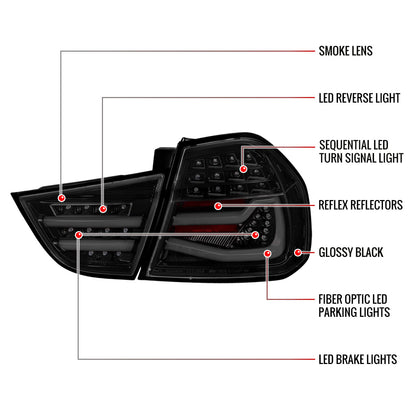 2009-2011 BMW E90 3-Series 4Dr Sedan LED Tail Light (Glossy Black Housing/Clear Lens)
