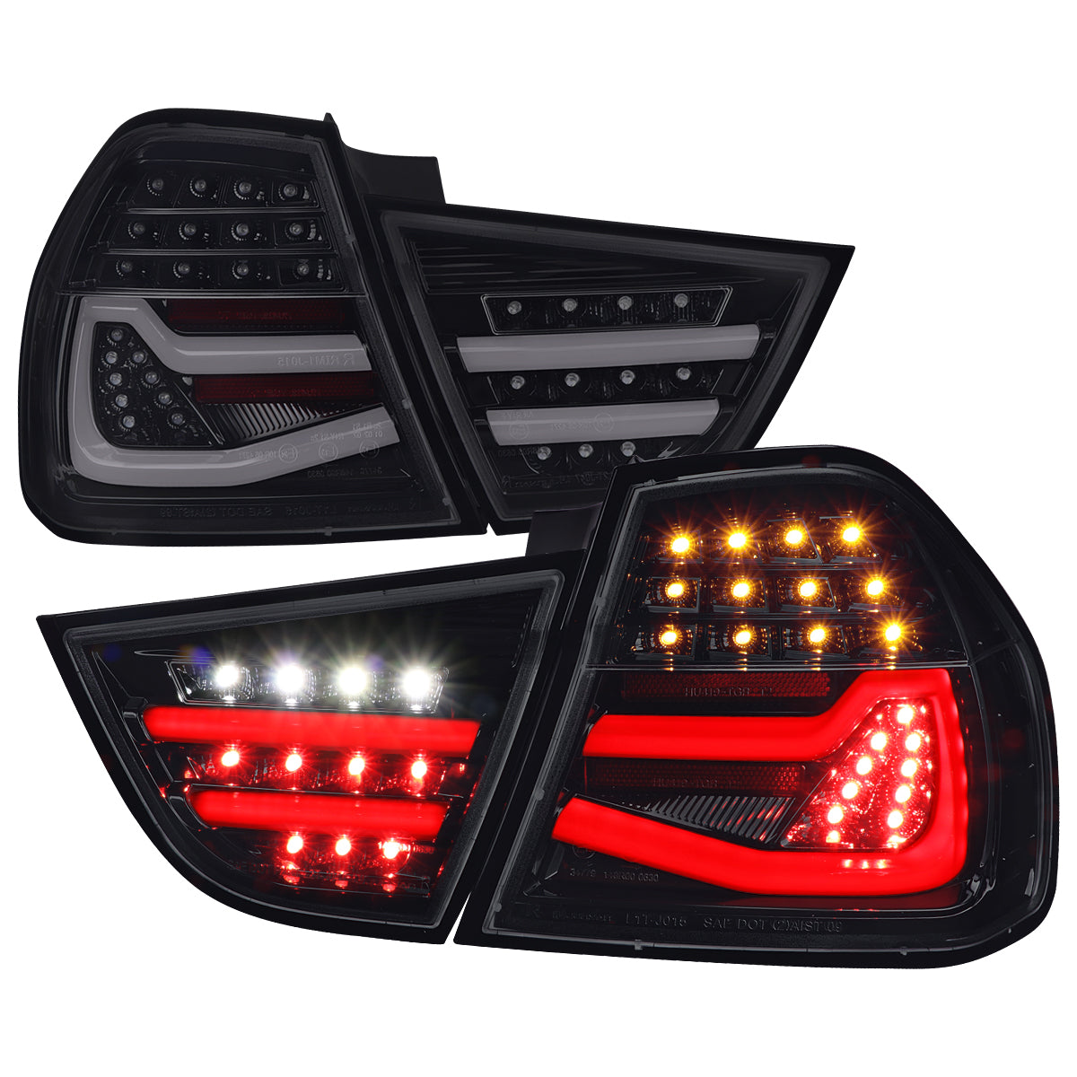2009-2011 BMW E90 3-Series 4Dr Sedan LED Tail Light (Glossy Black Housing/Clear Lens)