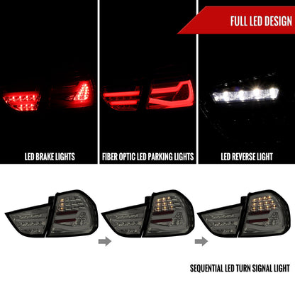 2009-2011 BMW E90 3-Series 4Dr Sedan LED Tail Light (Chrome Housing/Smoked Lens)