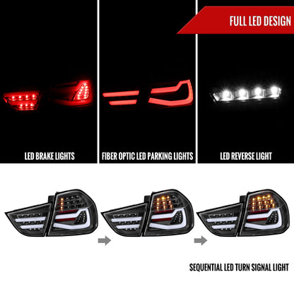 2009-2011 BMW E90 3-Series 4Dr Sedan LED Tail Light (Matte Black Housing/Clear Lens)