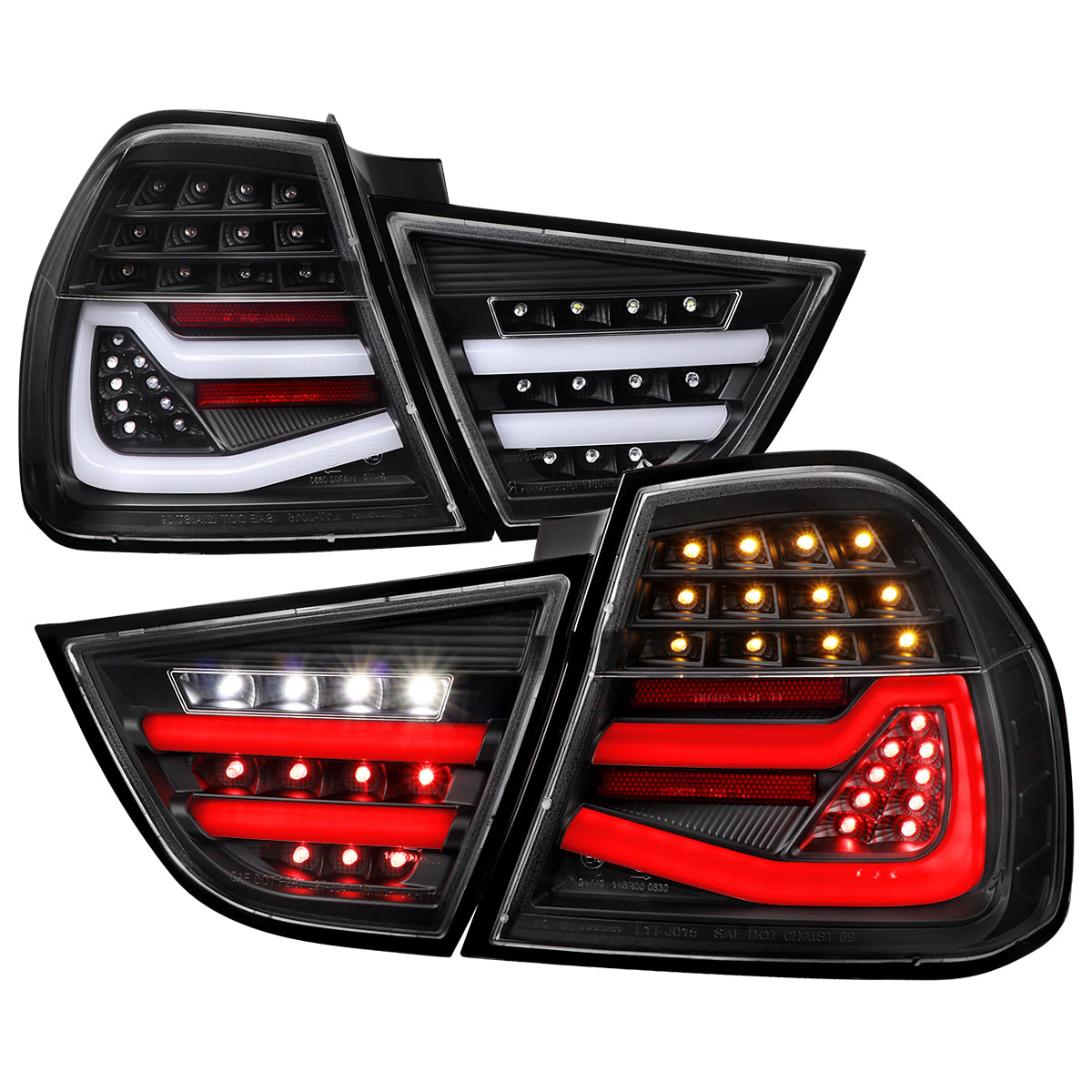 2009-2011 BMW E90 3-Series 4Dr Sedan LED Tail Light (Matte Black Housing/Clear Lens)