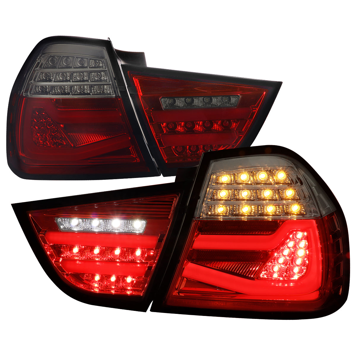 2009-2011 BMW E90 3-Series 4Dr Sedan LED Tail Light (Chrome Housing/Red Smoked Lens)