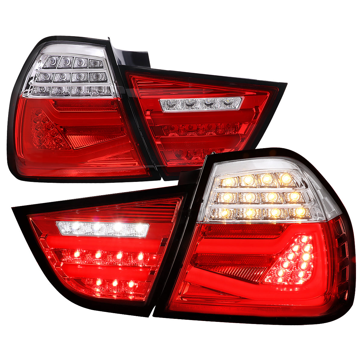 2009-2011 BMW E90 3-Series 4Dr Sedan LED Tail Light (Chrome Housing/Red Clear Lens)