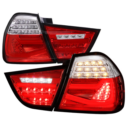 2009-2011 BMW E90 3-Series 4Dr Sedan LED Tail Light (Chrome Housing/Red Clear Lens)