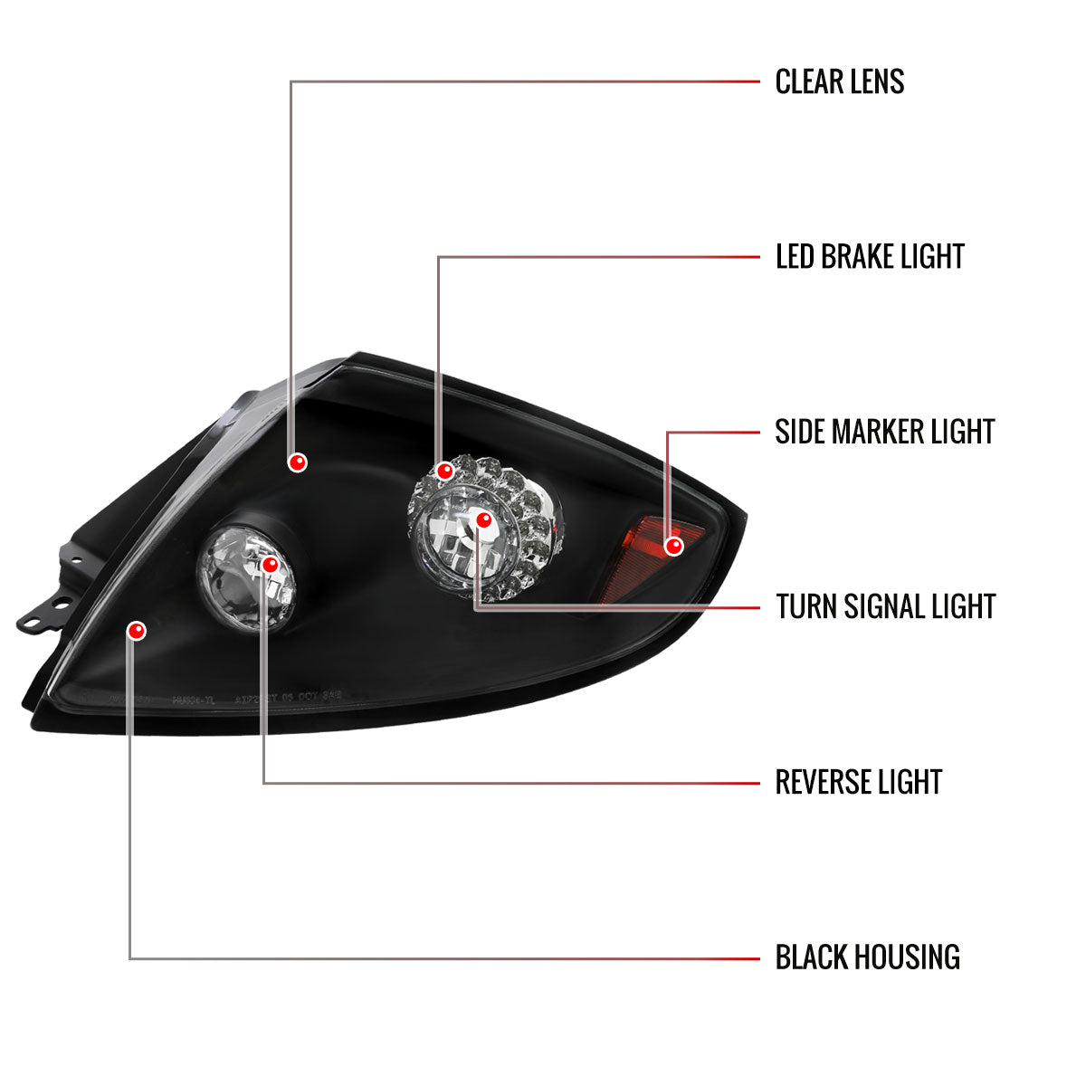 2006-2011 Mitsubishi Eclipse LED Tail Lights (Matte Black Housing/Clear Lens)