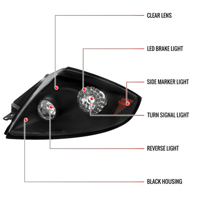 2006-2011 Mitsubishi Eclipse LED Tail Lights (Matte Black Housing/Clear Lens)
