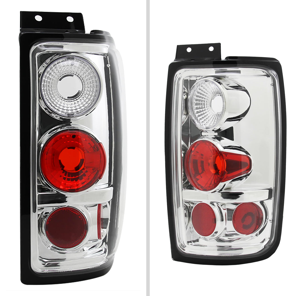 1997-2002 Ford Expedition Tail Lights (Chrome Housing/Clear Lens)