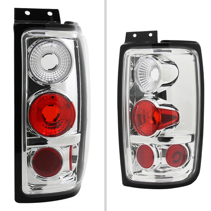1997-2002 Ford Expedition Tail Lights (Chrome Housing/Clear Lens)