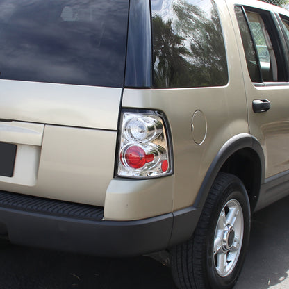 2002-2005 Ford Explorer Tail Lights (Chrome Housing/Clear Lens)