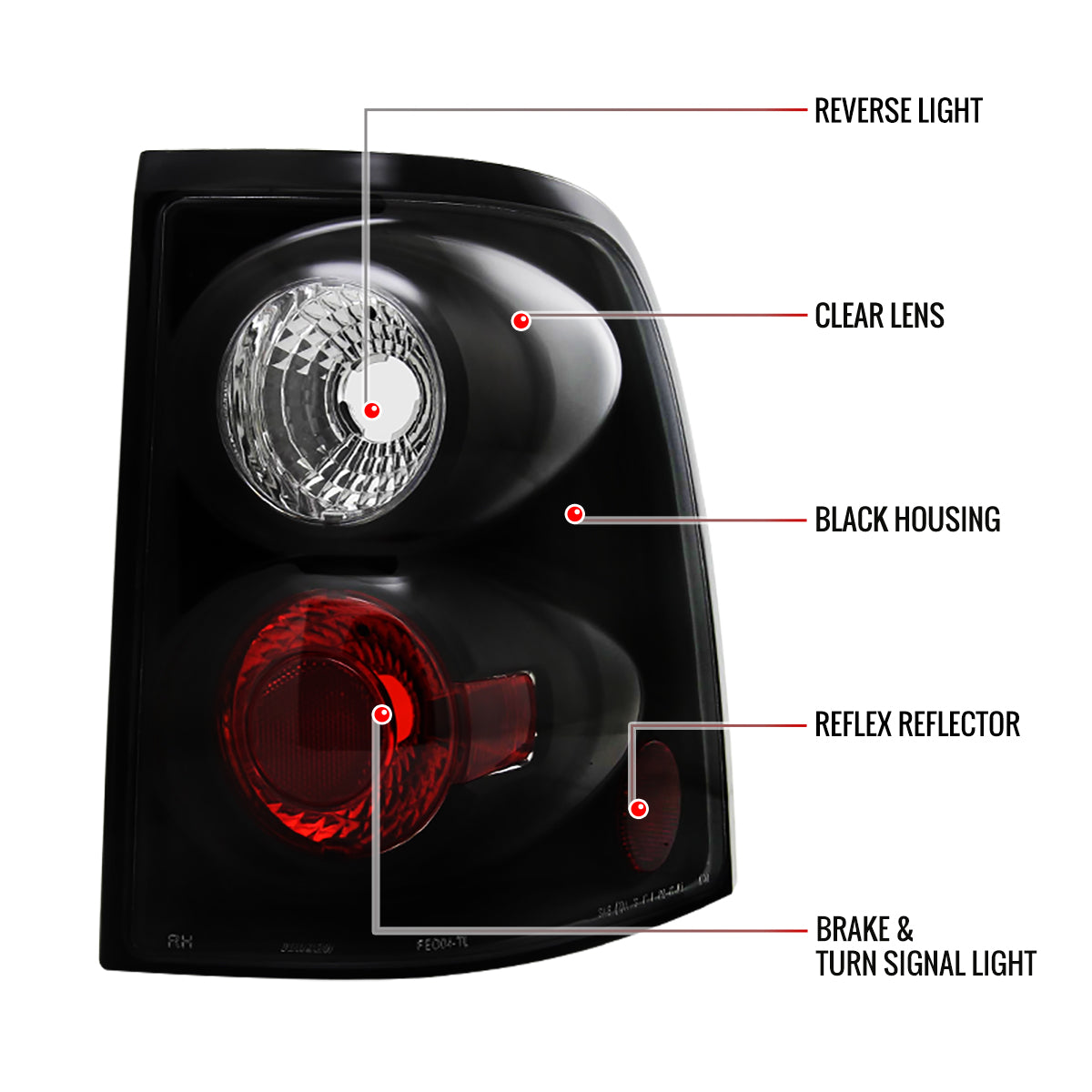 2002-2005 Ford Explorer Tail Lights (Matte Black Housing/Clear Lens)