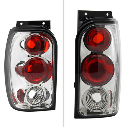 1998-2001 Ford Explorer Mercury Mountaineer Tail Lights (Chrome Housing/Clear Lens)