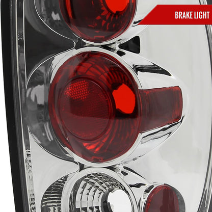 1998-2001 Ford Explorer Mercury Mountaineer Tail Lights (Chrome Housing/Clear Lens)