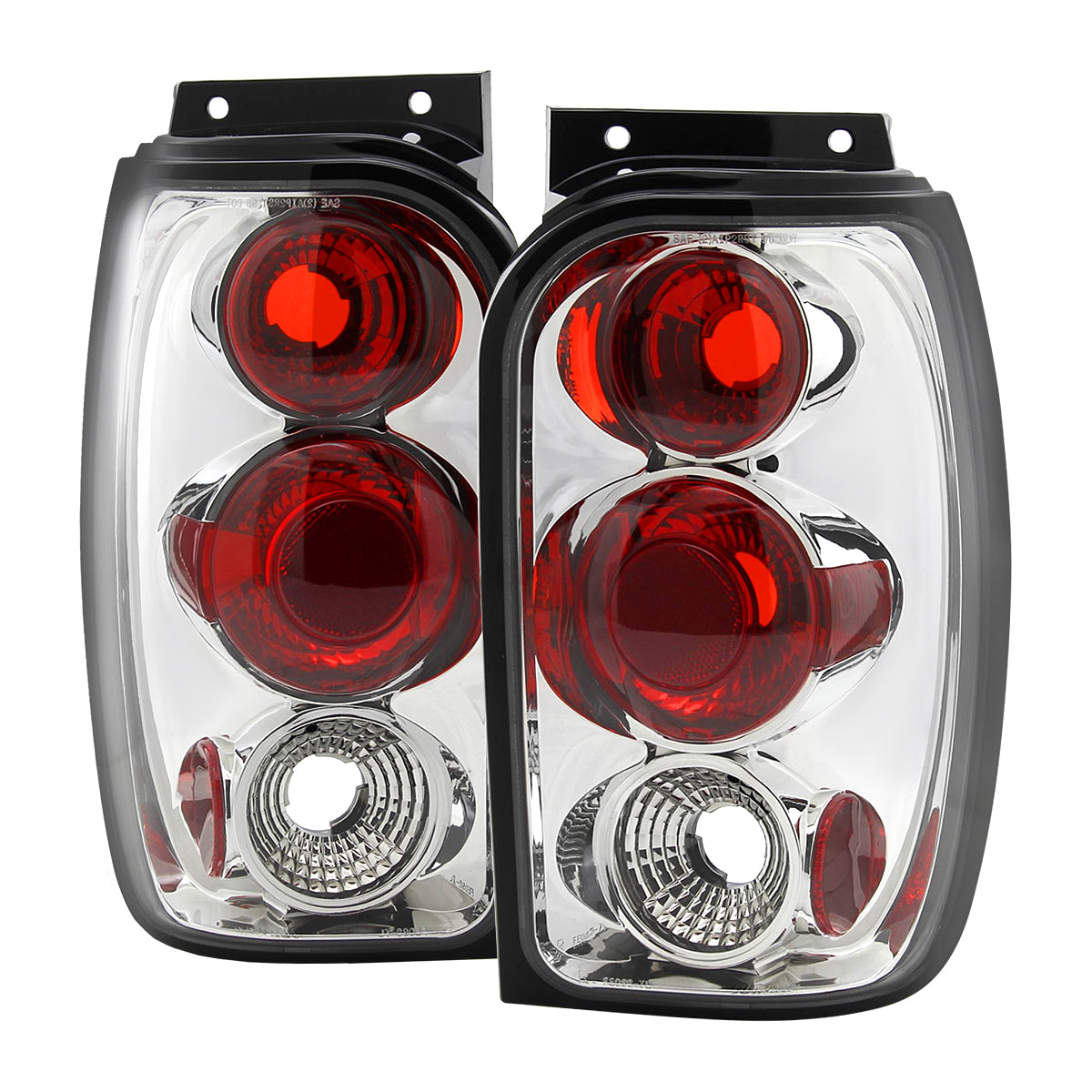 1998-2001 Ford Explorer Mercury Mountaineer Tail Lights (Chrome Housing/Clear Lens)