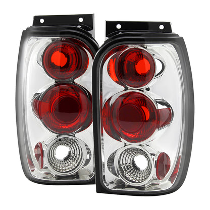 1998-2001 Ford Explorer Mercury Mountaineer Tail Lights (Chrome Housing/Clear Lens)