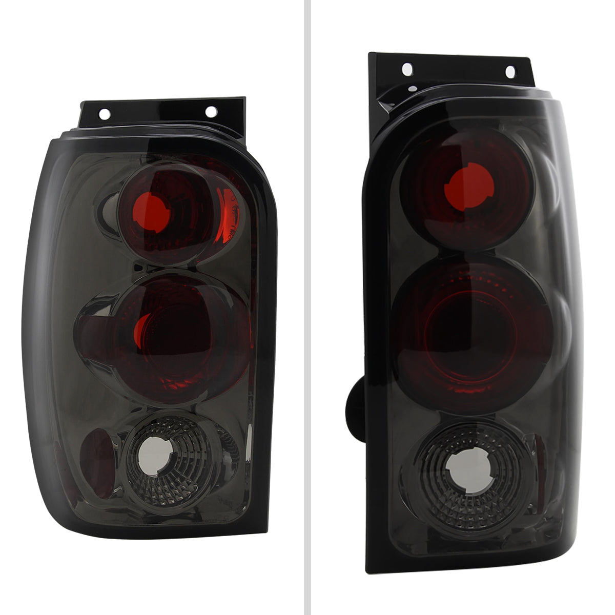 1998-2001 Ford Explorer Mercury Mountaineer Tail Lights (Chrome Housing/Smoked Lens)