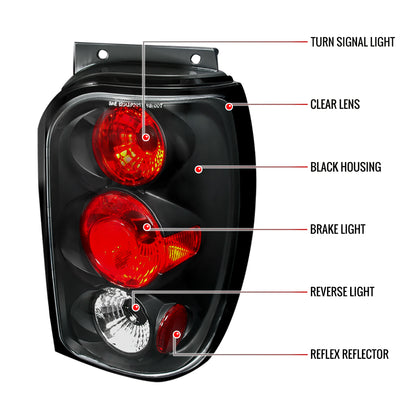 1998-2001 Ford Explorer Mercury Mountaineer Tail Lights (Matte Black Housing/Clear Lens)