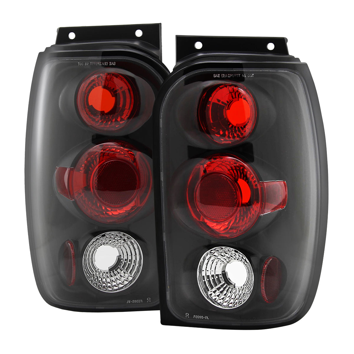 1998-2001 Ford Explorer Mercury Mountaineer Tail Lights (Matte Black Housing/Clear Lens)