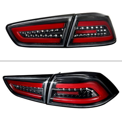 2008-2017 Mitsubishi Lancer / 2008-2015 Lancer EVO X Sedan LED Tail Lights (Jet Black Housing/Clear Lens)