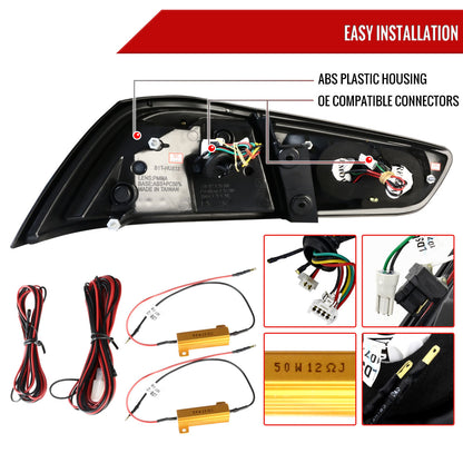 2008-2017 Mitsubishi Lancer / 2008-2015 Lancer EVO X Sedan Red Bar LED Tail Lights (Black Housing/Red Lens)